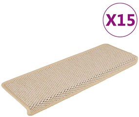 15 db szizál hatású krémszínű öntapadó lépcsőszőnyeg 65x21x4 cm