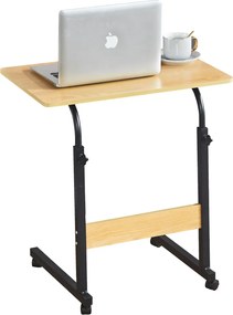 Állítható PC asztal kerekekkel, tölgy/fekete, JUSTUS