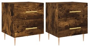 2 db füstös tölgy színű szerelt fa éjjeliszekrény 40x35x47,5 cm