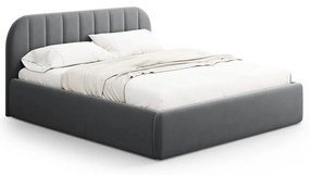 Szürke kárpitozott ágyneműtartós franciaágy ágyráccsal 160x200 cm Juno – Windsor & Co Sofas