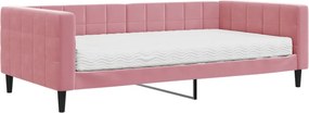 vidaXL rózsaszín bársony kanapéágy matraccal 100 x 200 cm
