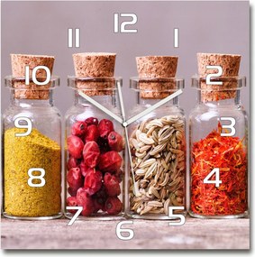 Függő üveg falióra Színes fűszerek 60x60 cm