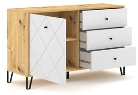 BILBAO comodă BL05 1D/3S de culoare stejar artisanal/alb mat