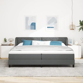 Boxspring Ágy Matracokkal Sötétszürke 200x200 cm Szövet