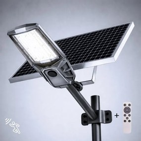 LED dimmelhető utcai lámpa érzékelővel és napelemmel KOBRA 400W/24000 mAh IP65 antracit + távirányító