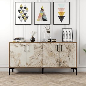Konzolasztal Kiev 160 - Diós, Fehér Marble