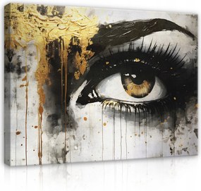 Vászonkép 70x50 Szem tekintet lélek arany könnyek érzelmek absztrakt kifejezés