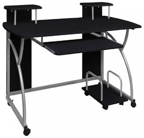 Fekete szerelt fa számítógépasztal 110 x 52 x 88,5 cm