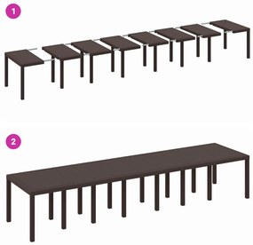 15 részes kerti étkezőszett Barna Poli Rattan