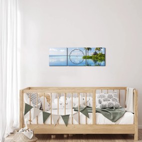 Kép - Trópusi sziget (órával) (90x30 cm)