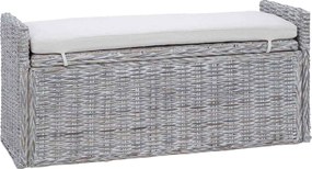 vidaXL Tárolópad párnával Fehér Mosás 110 x 40 x 50 cm Rattan
