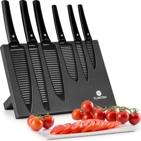 Klarstein Kissaki, késkészlet, 7 darabos, mágneses késtartó, tapadásmentes felület, a penge hullámos formája, fekete