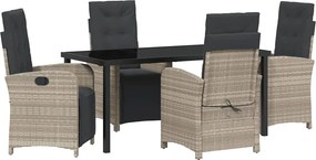 vidaXL Kert étkező szett párnával 5 pcs Világosszürke polirattan