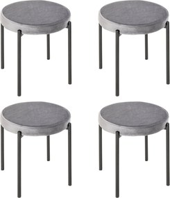 HOMCOM 4 db-os Összeilleszthető Étkezőszék Konyhai Stóllal Párnázott Üléssel, Velvet Hatású, Fém Sötétszürke 41,5 x 41,5 x 46 cm | Aosom