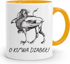 Sárga Vicces Bögre Vicces A Tyúkról Az Ördögről! fényképes nyomattal