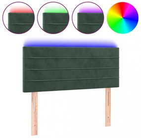 sötétzöld bársony LED-es fejtámla 100x5x78/88 cm