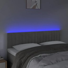 világosszürke bársony LED-es fejtámla 144x5x78/88 cm