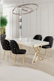 Rigel étkezőgarnitúra, fehér-arany, 130 cm – TR240CHR2224
