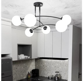 Csillár PREGOS 6xE14/10W/230V fekete/fehér