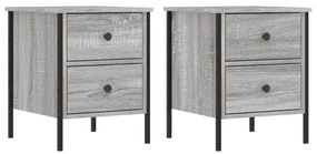 2 db szürke sonoma színű szerelt fa éjjeliszekrény 40x42x50 cm