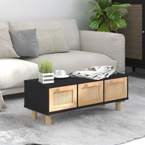 Fekete szerelt fa és tömör fenyőfa dohányzóasztal 80x40x30 cm