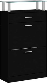 vidaXL fekete szerelt fa cipőszekrény 63 x 24 x 104 cm