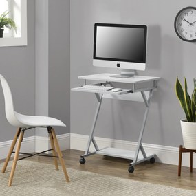 [en.casa] Számítógépasztal gurulós munkaállomás 60 x 40 x 75 cm íróasztal görgőkkel fehér
