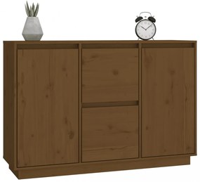mézbarna tömör fenyőfa tálalószekrény 111 x 34 x 75 cm