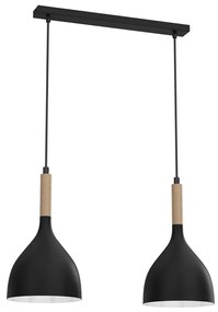 Luminex Csillár zsinóron NOAK WOOD 2xE27/15W/230V fekete/bükkfa 3730