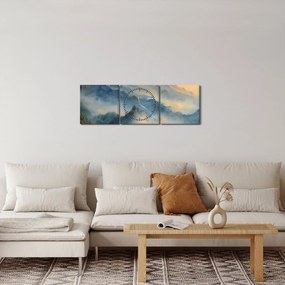 Kép - Festett hegyi táj (órával) (90x30 cm)