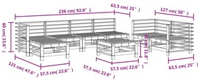 8 részes impregnált fenyőfa kerti pihenőgarnitúra