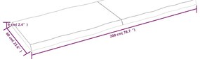 kezeletlen tömör fa asztallap 200x60x(2-6) cm