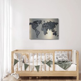 Kép - Világtérkép kő textúra (üvegen) (70x50 cm)