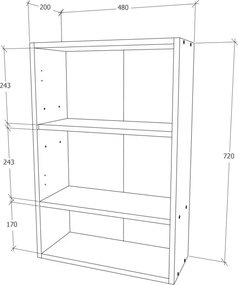 Zed 2 ajtós fali fürdőszobai szekrény, Fényes fehér / Fehér, MDF, 48 x 22 x 72 cm