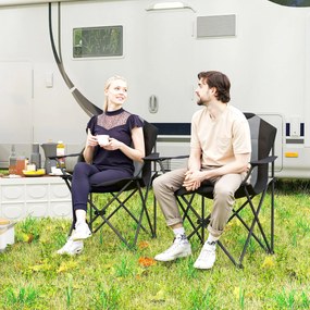 Outsunny 2 db Hordozható Párnázott Magas Hátú Összecsukható Kemping Szék Kávéscsésze Tartóval, Összecsukható Szék Túrázáshoz, Strandra, Piknikre, Utaz