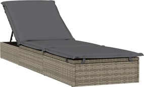 vidaXL 1 db szürke polyrattan napozóágy párnával 201 x 55 x 62 cm