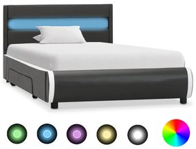 antracitszürke LED-es műbőr ágykeret 90 x 200 cm