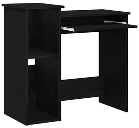 fekete forgácslap íróasztal polcokkal 84x40x78 cm