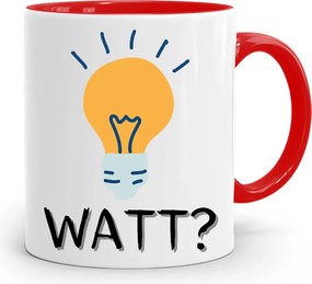 Piros Bögre Ajándék Villanyszerelőnek Watt? Izzó nyomott mintával