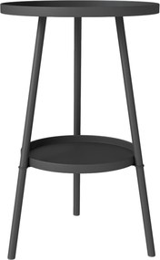 Outsunny Kerek 2-Szintes Kerti Asztal Kültéri Terasz Asztal Ø32x51 cm Alap Tálcával és Fém Kerettel Fekete | Aosom