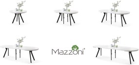 Mazzoni VITO Fehér Matt/fekete lábak - LOFT/IPARI STÍLUSÚ 310 cm-re BŐVÍTHETŐ NAGY KEREK ASZTAL Ø110 Y LÁBAKKAL