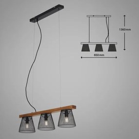 Briloner 4077-035 - Csillár zsinóron WOOD &amp; STYLE 3xE14/25W/230V
