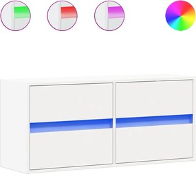 vidaXL fehér falra szerelhető TV-szekrény LED-lámpákkal 100x31x45 cm
