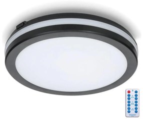 Kobi LED Fürdőszobai mennyezeti lámpa érzékelővel LED/18W/230V átm. 30 cm fekete + távirányító KB0348