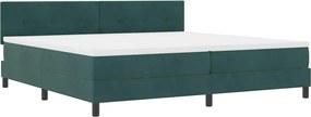 vidaXL LED Box Spring Ágy matracmal Sötétzöld 200 x 200 cm Bársony