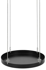 Függő dekoratív fém tálca, fekete, 24 cm átmérőjű