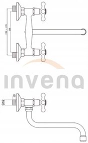 Invena Roma, mosogató csaptelep meghosszabbított kifolyóval 250mm S típusú, króm, INV-BC-22-00S-L