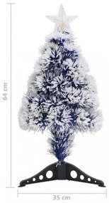 fehér és kék száloptikás megvilágított műkarácsonyfa 64 cm