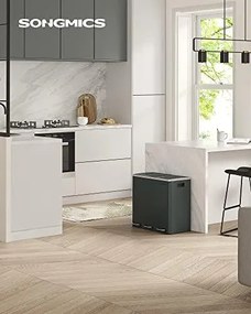 Konyhai szemetes, 3 × 18 literes szelektív hulladékgyűjtő, acél, zöldesszürke