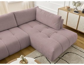 Rózsaszín kinyitható-tárolóhelyes sarokkanapé (jobb oldali-U alakú) Fuji – Bobochic Paris